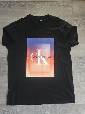 Calvin Klein Jeans Black Tee with Gradient CK Graphic